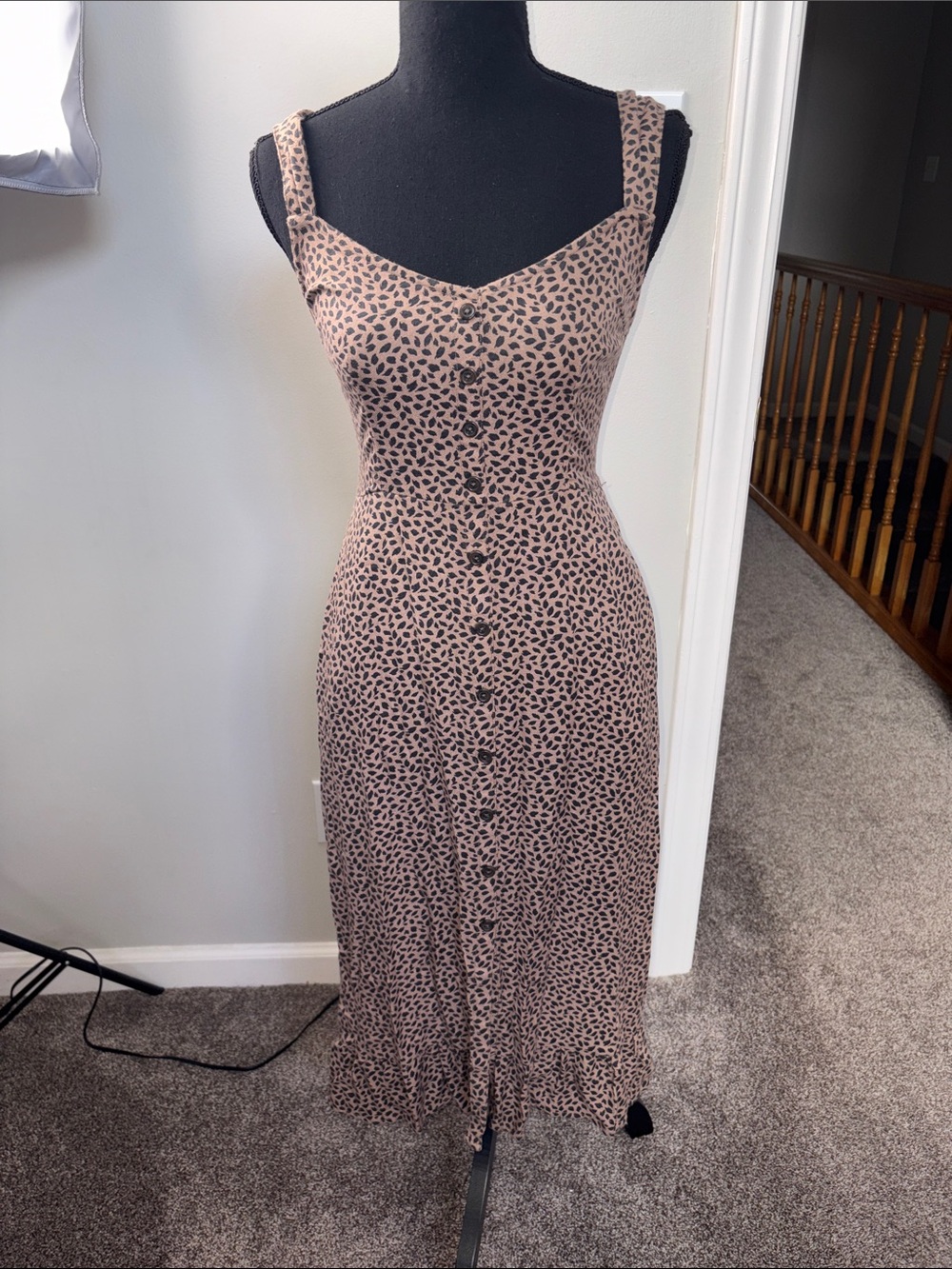 Abercrombie & Fitch Leopard-Print Button-Front Midi Dress